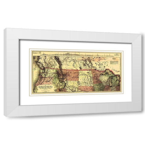 Northern Pacific, Lake Superior to Pacific 1868 White Modern Wood Framed Art Print with Double Matting by Colton