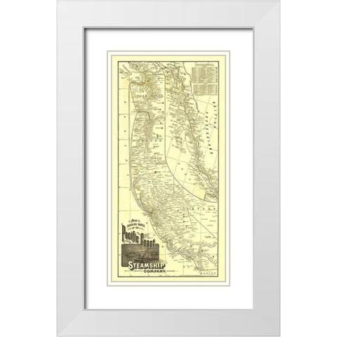 Pacific Coast Steamship Company Routes - 1891 White Modern Wood Framed Art Print with Double Matting by McNally