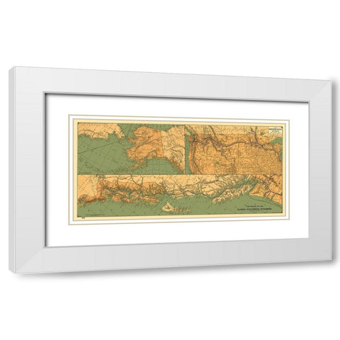 Alaska Excursion Steamers, Northern Pacific 1891 White Modern Wood Framed Art Print with Double Matting by Poole