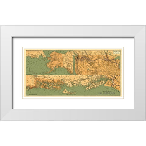 Alaska Excursion Steamers, Northern Pacific 1891 White Modern Wood Framed Art Print with Double Matting by Poole