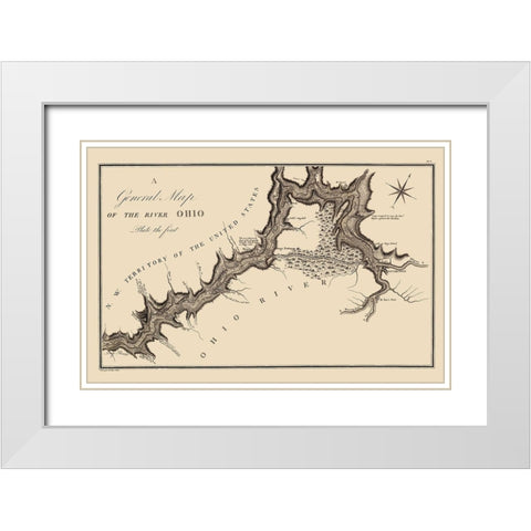 Ohio River - Collot 1796 White Modern Wood Framed Art Print with Double Matting by Collot