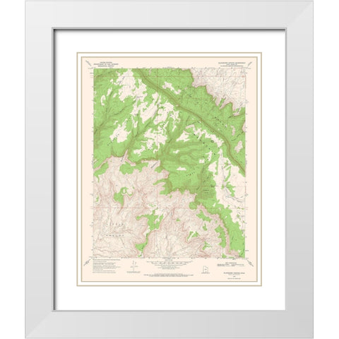 Blackburn Canyon Utah Quad - USGS 1968 White Modern Wood Framed Art Print with Double Matting by USGS