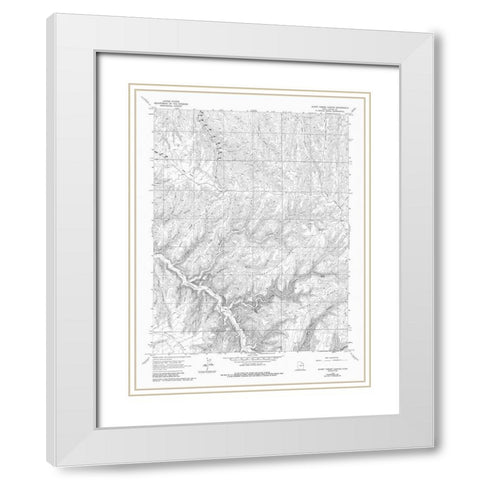 Burnt Timber Canyon Utah Quad - USGS 1966 White Modern Wood Framed Art Print with Double Matting by USGS