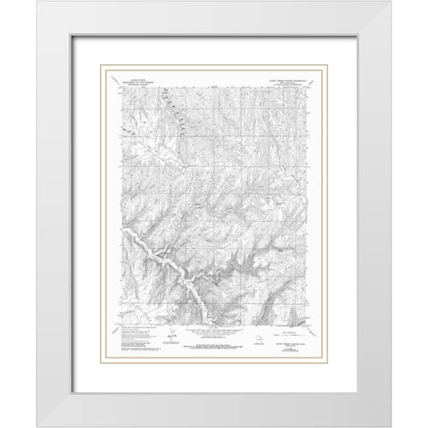 Burnt Timber Canyon Utah Quad - USGS 1966 White Modern Wood Framed Art Print with Double Matting by USGS