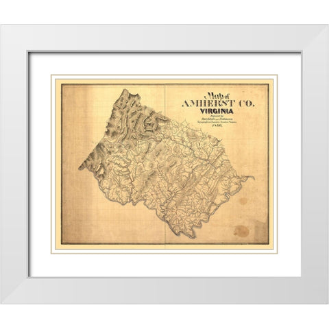 Amherst County Virginia - Hotchkiss 1866 White Modern Wood Framed Art Print with Double Matting by Hotchkiss