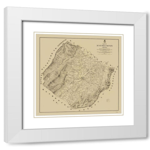 Augusta County Virginia - Hotchkiss 1875  White Modern Wood Framed Art Print with Double Matting by Hotchkiss