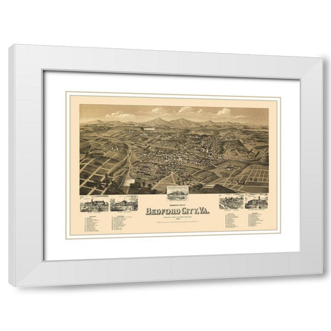 Bedford Virginia - Perry 1891 White Modern Wood Framed Art Print with Double Matting by Perry