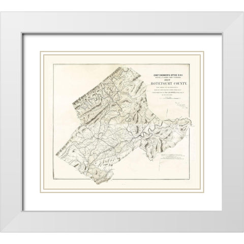 Botetourt County Virginia - Randolph 1864  White Modern Wood Framed Art Print with Double Matting by Randolph