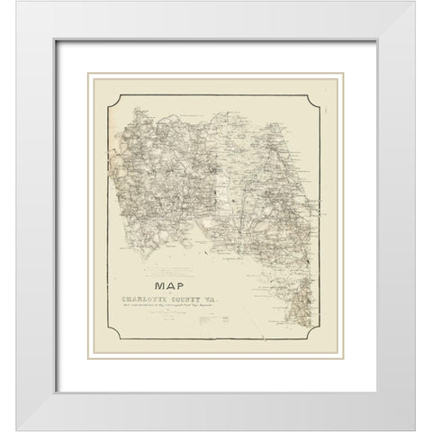 Charlotte County Virginia - Campbell 1864 White Modern Wood Framed Art Print with Double Matting by Campbell