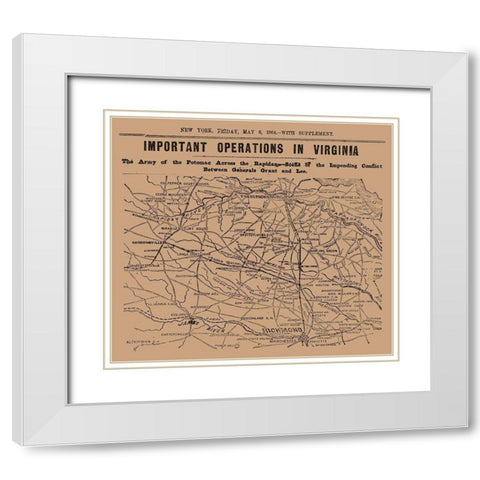 Important Operations Virginia - 1864 White Modern Wood Framed Art Print with Double Matting by Unknown