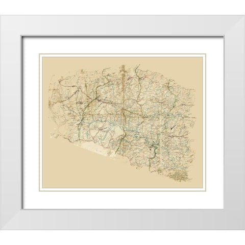 Louisa County Virginia - 1860 White Modern Wood Framed Art Print with Double Matting by Unknown
