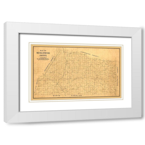 Macklenburg County Virginia -  Hotchkiss 1860 White Modern Wood Framed Art Print with Double Matting by Hotchkiss