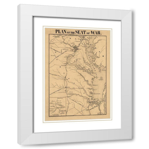 Plan of Seat of War Virginia- Manduvier 1861 White Modern Wood Framed Art Print with Double Matting by Manduvrier