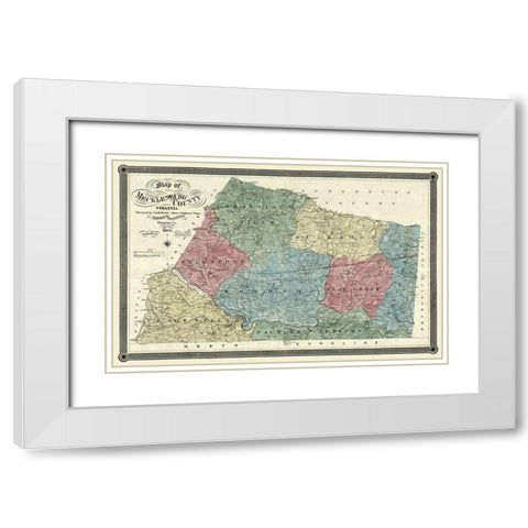 Mecklandburg County Virginia - Finch 1870 White Modern Wood Framed Art Print with Double Matting by Finch