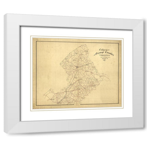 Orange County Virginia - Hotchkiss 1867 White Modern Wood Framed Art Print with Double Matting by Hotchkiss