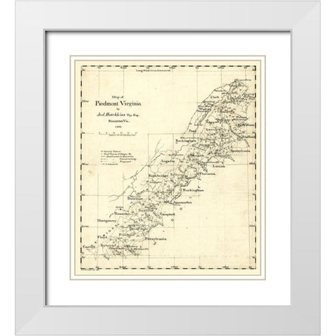 Piedmont Virginia - Hotchkiss 1873 White Modern Wood Framed Art Print with Double Matting by Hotchkiss