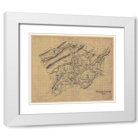 Roanoke County Virginia - 1860 White Modern Wood Framed Art Print with Double Matting by Unknown