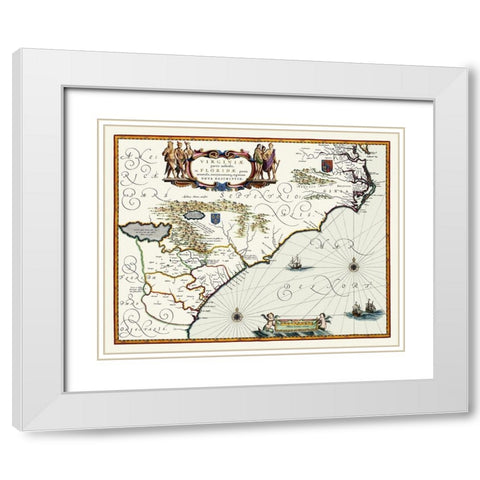 Virginia to Florida - Southeast Coast - 1640 White Modern Wood Framed Art Print with Double Matting by Powhatan