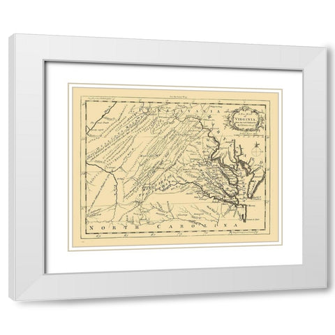 Virginia - 1761 White Modern Wood Framed Art Print with Double Matting by Kitchin