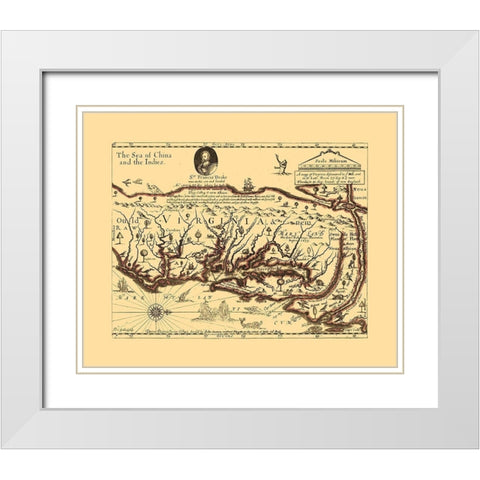 Virginia - Sir Francis Drakes - Hills White Modern Wood Framed Art Print with Double Matting by Hills