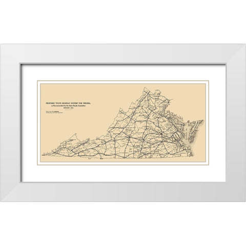 Virginia - 1918 White Modern Wood Framed Art Print with Double Matting by Unknown