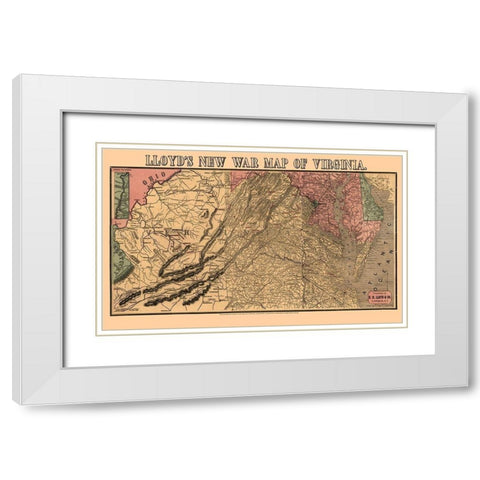 Virginia - Lloyd 1862 White Modern Wood Framed Art Print with Double Matting by Lloyd