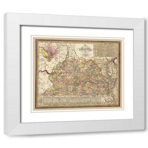 Virginia - Cowperthwait 1853 White Modern Wood Framed Art Print with Double Matting by Cowperthwait