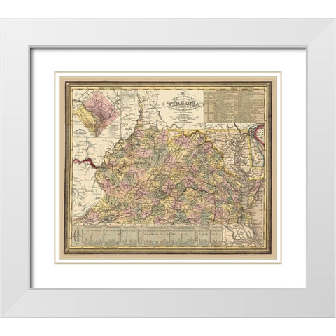 Virginia - Cowperthwait 1853 White Modern Wood Framed Art Print with Double Matting by Cowperthwait