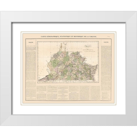 Virginia - 1825 White Modern Wood Framed Art Print with Double Matting by Unknown