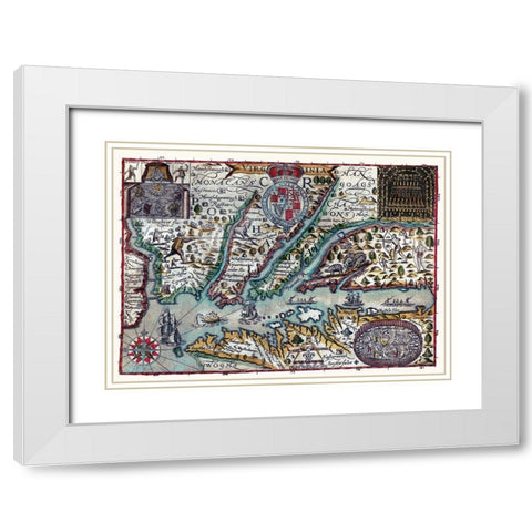 Virginia - 1636 White Modern Wood Framed Art Print with Double Matting by Unknown