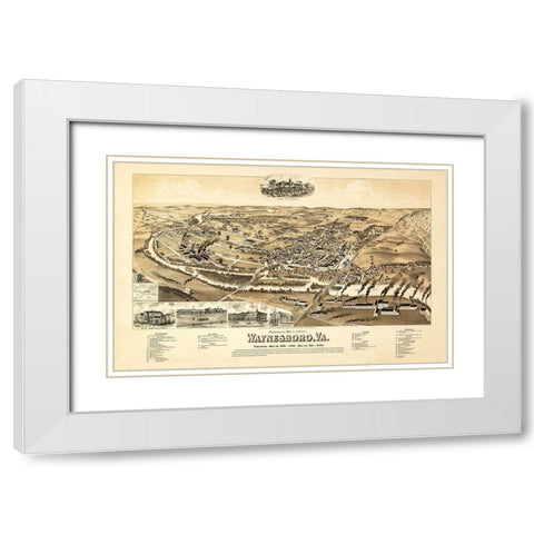 Waynesboro Virginia - Perry 1891 White Modern Wood Framed Art Print with Double Matting by Perry