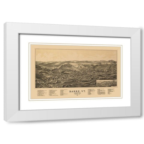 Barre Vermont - Norris 1891 White Modern Wood Framed Art Print with Double Matting by Norris