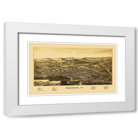 Bennington Vermont - Burleigh 1887 White Modern Wood Framed Art Print with Double Matting by Burleigh