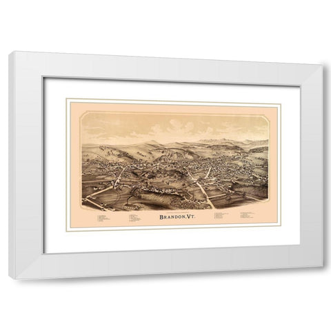 Brandon Vermont - Burleigh 1890  White Modern Wood Framed Art Print with Double Matting by Burleigh