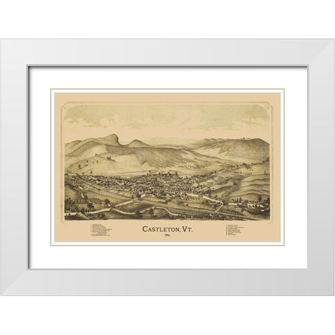Castleton Vermont - Burleigh 1889 White Modern Wood Framed Art Print with Double Matting by Burleigh