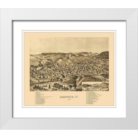 Hardwick Vermont - Norris 1892 White Modern Wood Framed Art Print with Double Matting by Norris