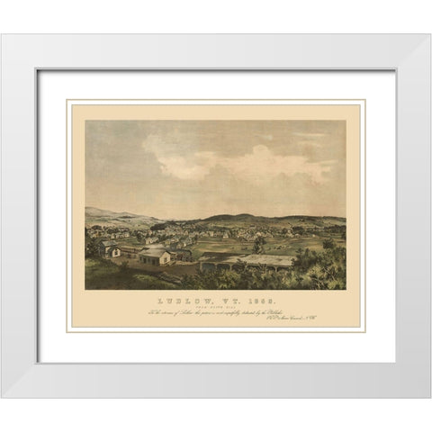 Ludlow Vermont - Moore 1859 White Modern Wood Framed Art Print with Double Matting by Moore