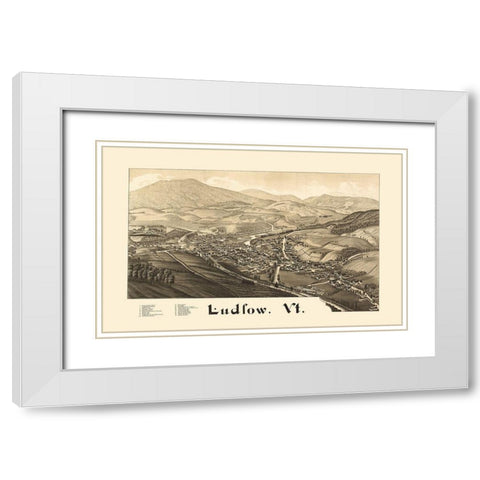 Ludlow Vermont - Burleigh 1885 White Modern Wood Framed Art Print with Double Matting by Burleigh