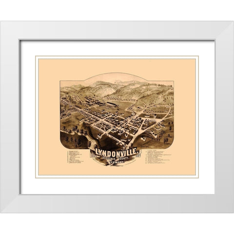 Lyndonville Vermont - Norris 1884  White Modern Wood Framed Art Print with Double Matting by Norris