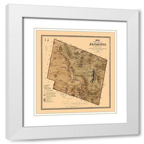 Plymouth Vermont - Hager 1859  White Modern Wood Framed Art Print with Double Matting by Hager