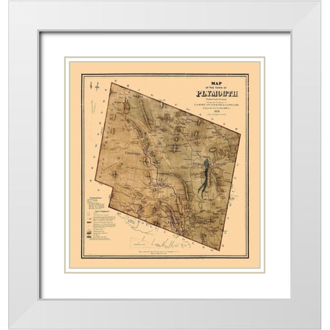 Plymouth Vermont - Hager 1859  White Modern Wood Framed Art Print with Double Matting by Hager