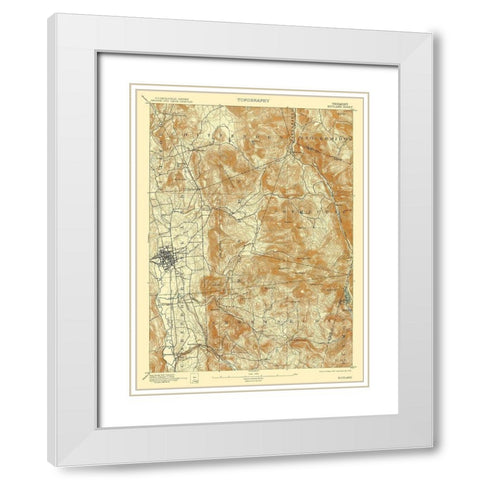 Rutland Vermont Quad - USGS 1893 White Modern Wood Framed Art Print with Double Matting by USGS