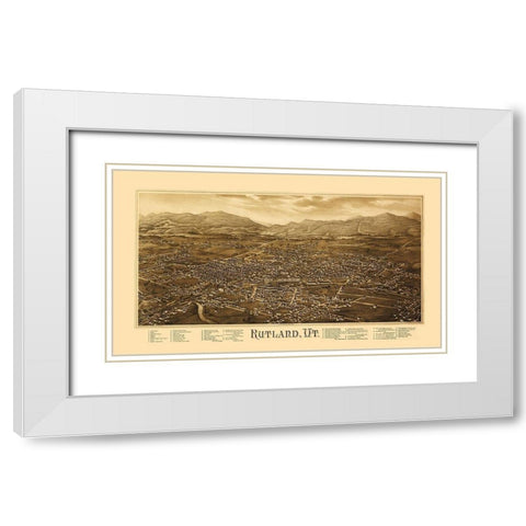 Rutland Vermont - Burleigh 1885 White Modern Wood Framed Art Print with Double Matting by Burleigh