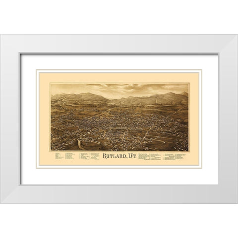 Rutland Vermont - Burleigh 1885 White Modern Wood Framed Art Print with Double Matting by Burleigh