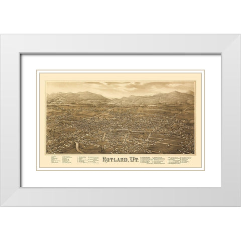 Rutland Vermont - Burleigh 1885 White Modern Wood Framed Art Print with Double Matting by Burleigh
