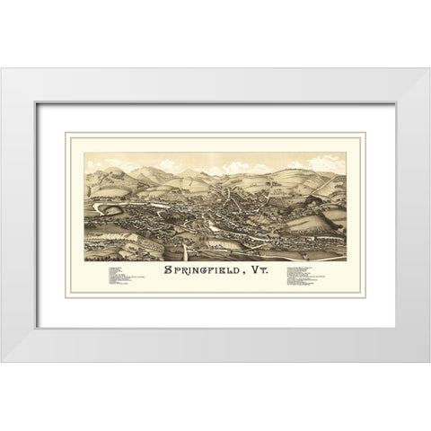 Springfield Vermont - Burleigh 1886 White Modern Wood Framed Art Print with Double Matting by Burleigh