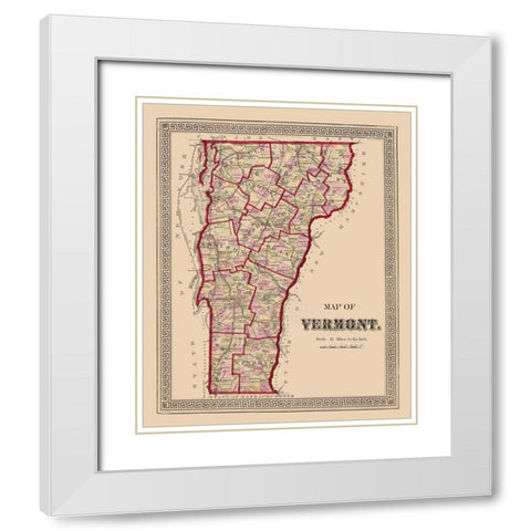 Vermont - Burgett 1876 White Modern Wood Framed Art Print with Double Matting by Burgett