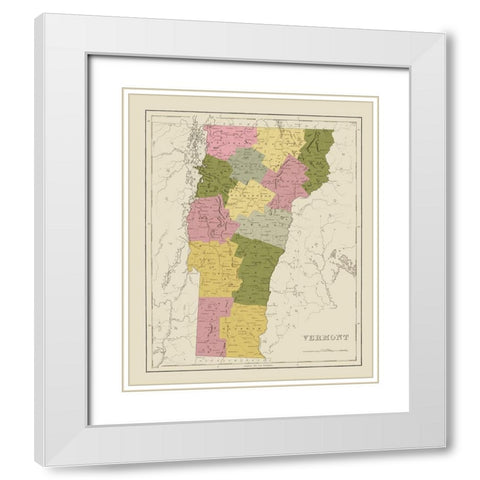 Vermont - Bradford 1838 White Modern Wood Framed Art Print with Double Matting by Bradford