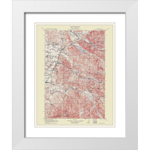 Cedar Lake Washington Quad - USGS 1913 White Modern Wood Framed Art Print with Double Matting by USGS