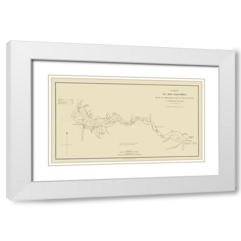 Columbia River, Oregon, Washington - Bertrand 1844 White Modern Wood Framed Art Print with Double Matting by Bertrand